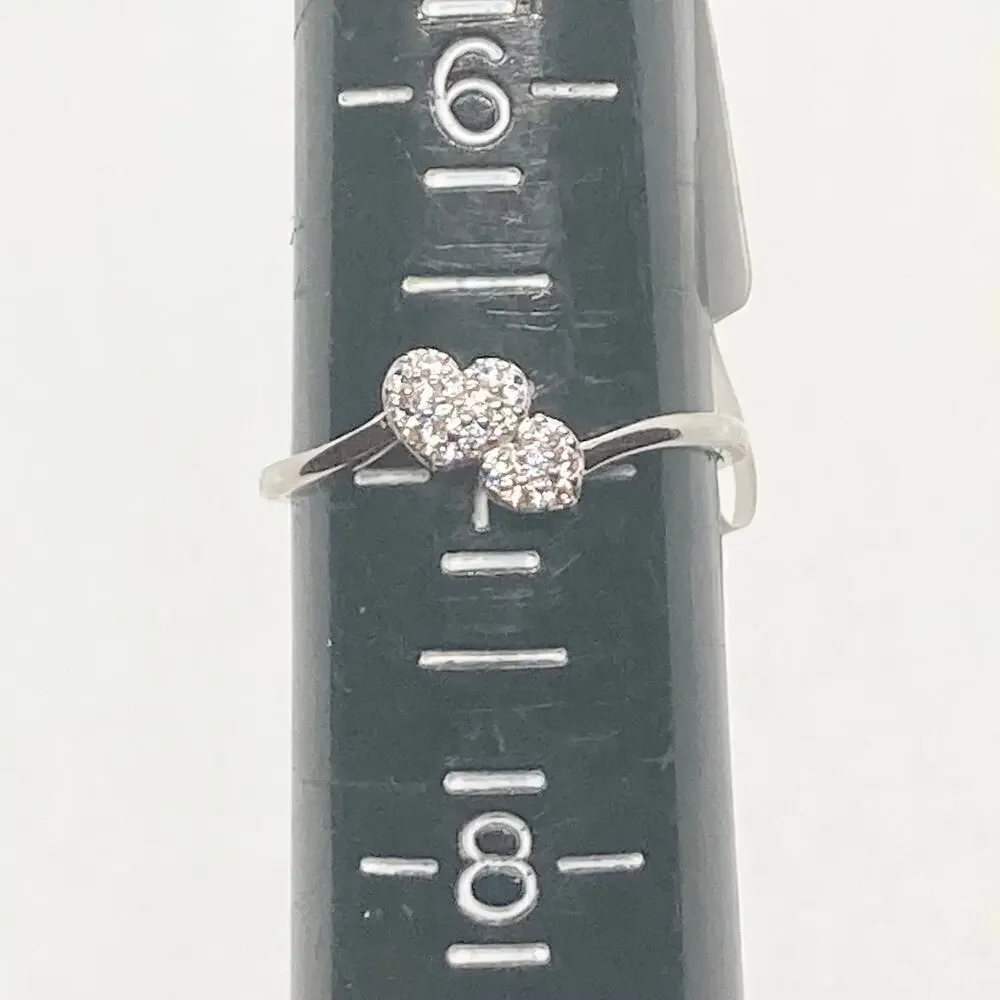 Size 7 Double Heart CZ 925 Ring